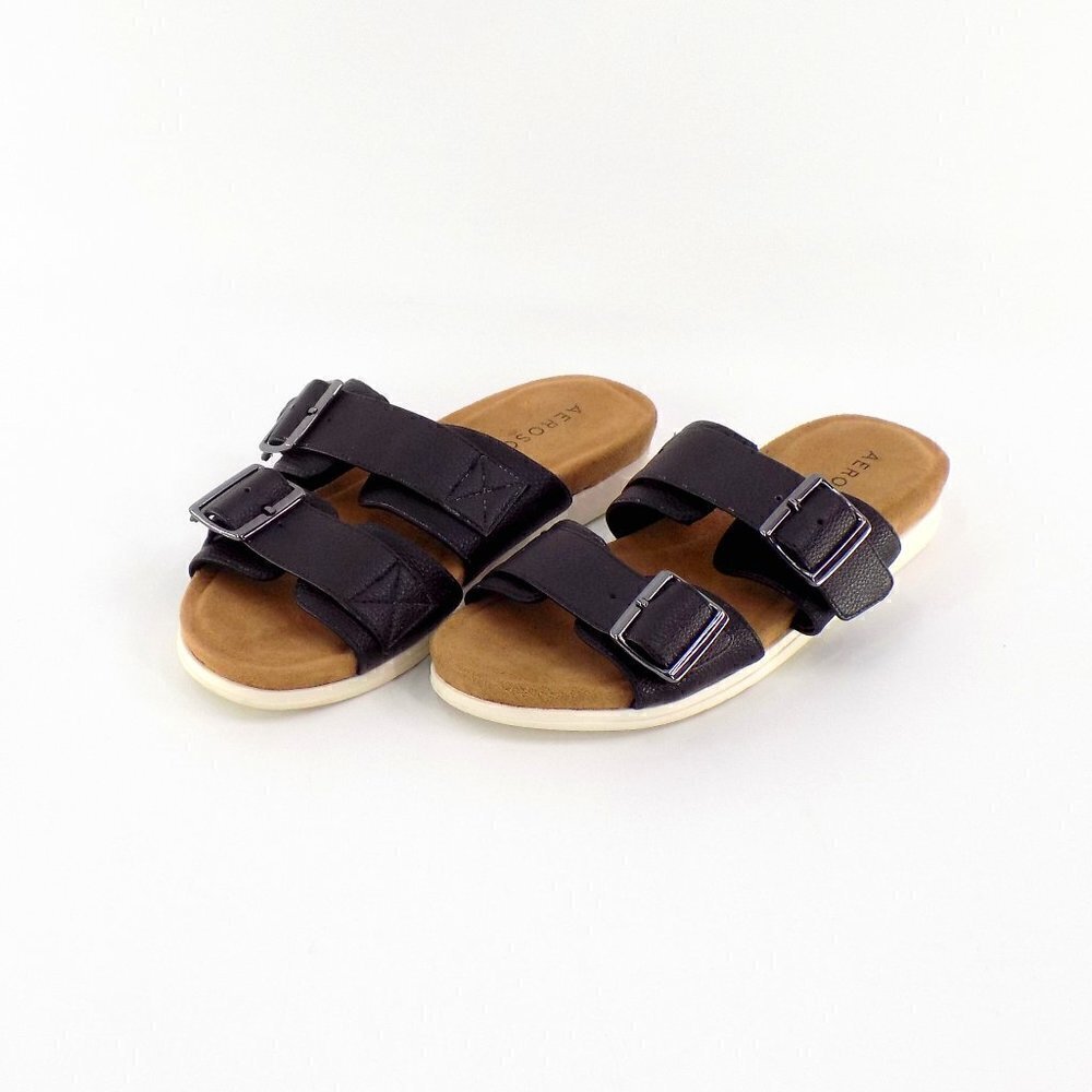 AEROSOLES Black Sandals with Adjustable Buckles
